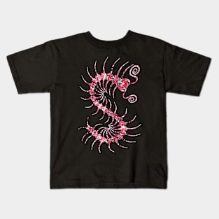 White on Red Ornate Centipede Kids T-Shirt